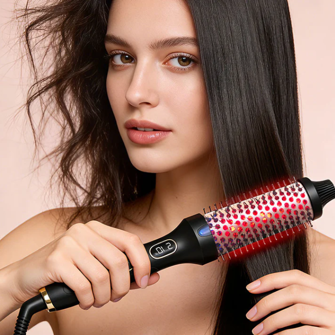 ✨ Professional 2-in-1 Hot Air Styling Brush | Red Light Care Technology — Dry, Smooth, Volumize & Style Effortlessly for Salon-Quality Hair at Home ✨