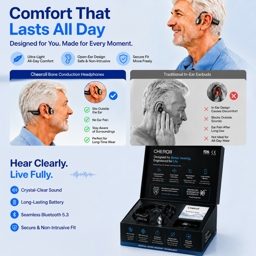 🏆 Final 2 Hours : Only Limited Stock Left🌟Cheeroll®  Bone Conduction Smart Hearing Headphones （Mayo Clinic Recommended）