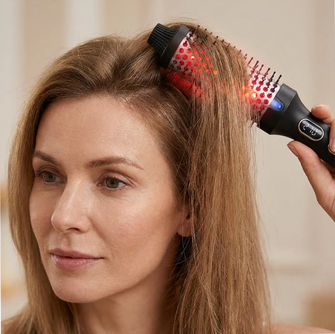 ✨ Professional 2-in-1 Hot Air Styling Brush | Red Light Care Technology — Dry, Smooth, Volumize & Style Effortlessly for Salon-Quality Hair at Home ✨